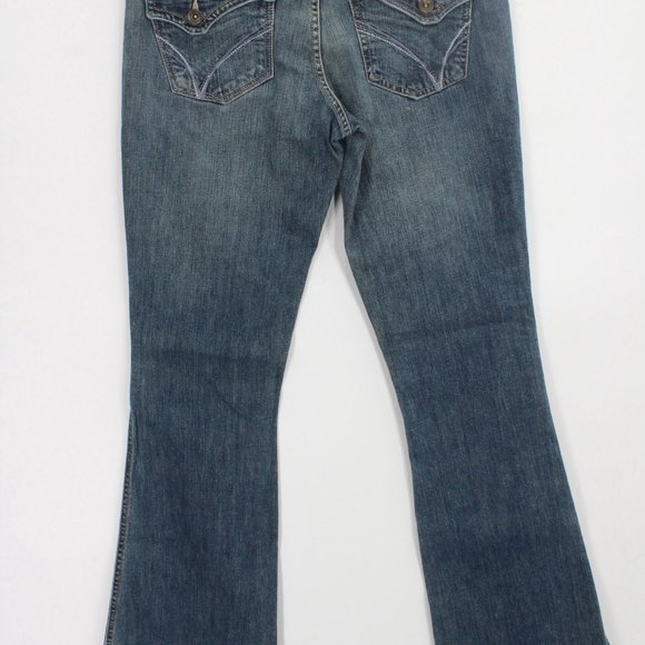 Vintage Volcom Women's Design Would Stack Flare Denim Blue Bootcut Denim Jeans 9 - Picture 8 of 11